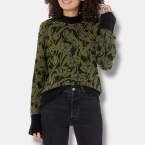 Joie Junot Floral Patterned Black Sweater- Size Small